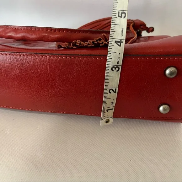 Patricia Nash Rienzo Red Tooled Leather Shoulder Bag